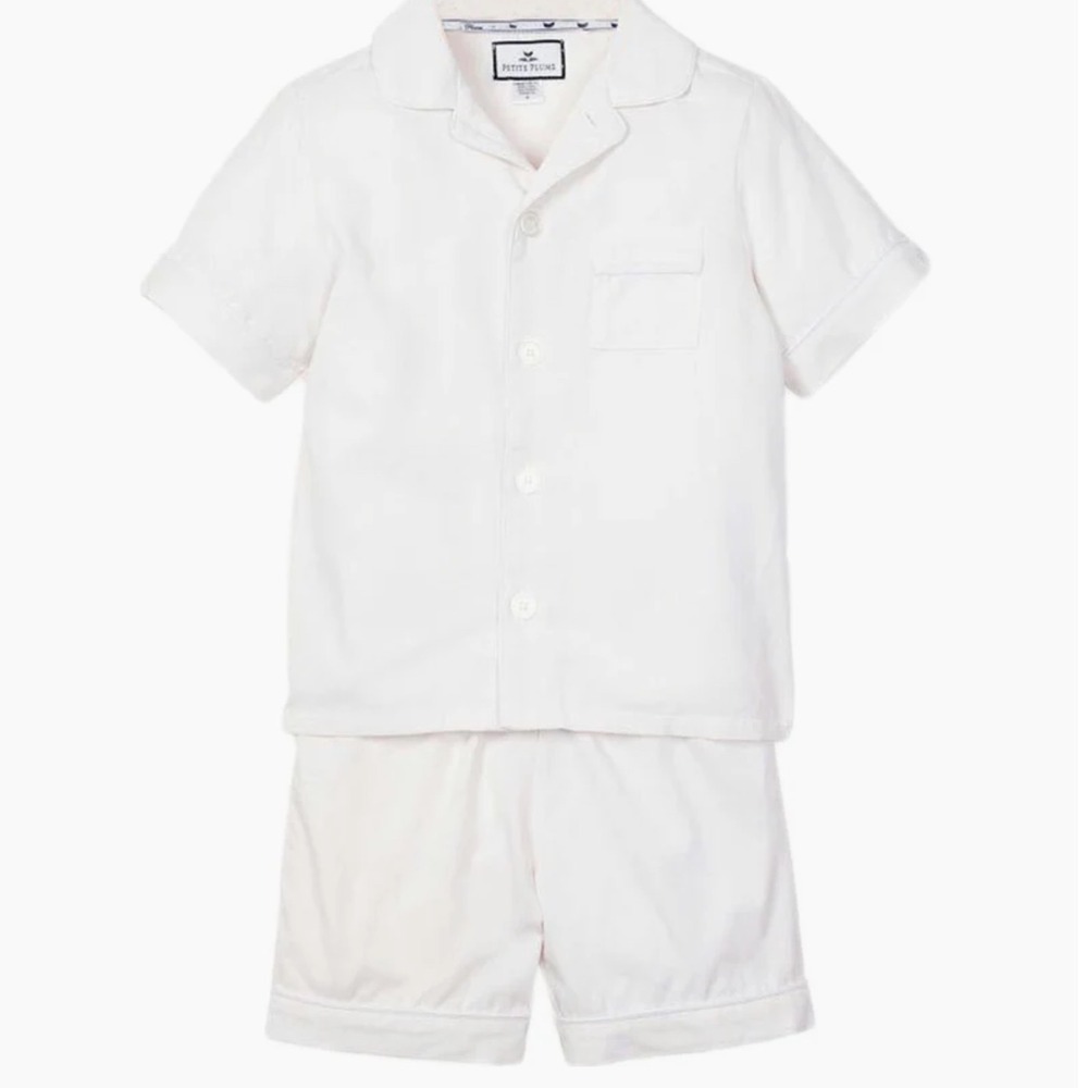 Petite Plume Kids Classic White Short Set Brushed Cotton Pajamas SSSWW104 Size 4